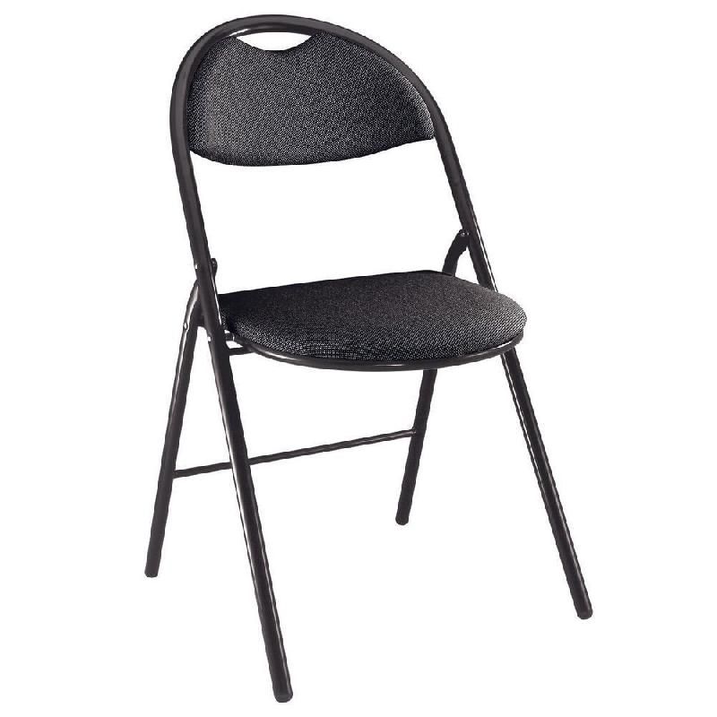 CHAISE PLIANTE SUPER CONFORT - TISSU NON FEU M1 NOIR - PIEDS MÉTAL NOIR (PRIX À L'UNITÉ)