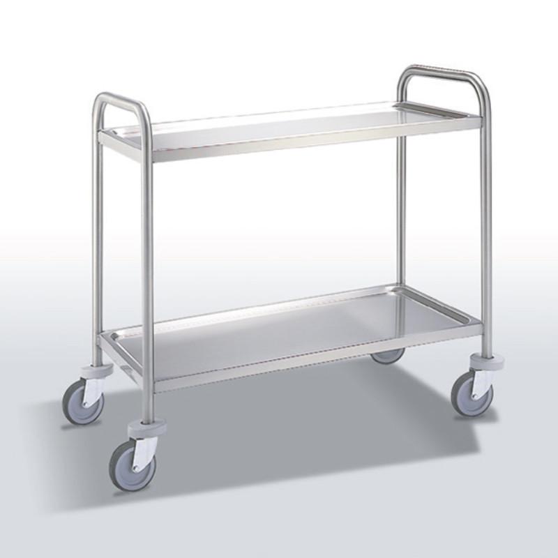 CHARIOT DE TRANSPORT INOX 2 ÉTAGÈRES