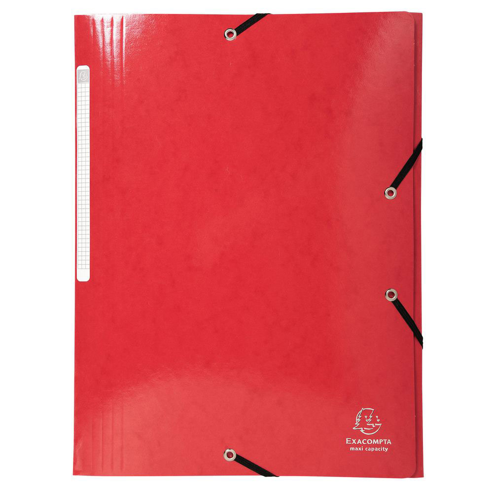 CHEMISE A 3 RABATS ET A ELASTIQUES A4 EXACOMPTA IDERAMA - 300 FEUILLES - 240 X 320 MM - CARTE POLYPROPYLENE - ROUGE  - LOT DE 25