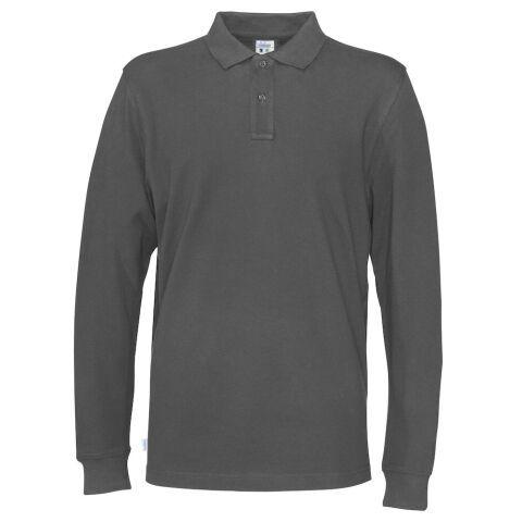 COTTOVER POLO PIQUE MANCHES LONGUES HOMME - CERTIFIÉ GOTS ANTHRACITE - TAILLE L