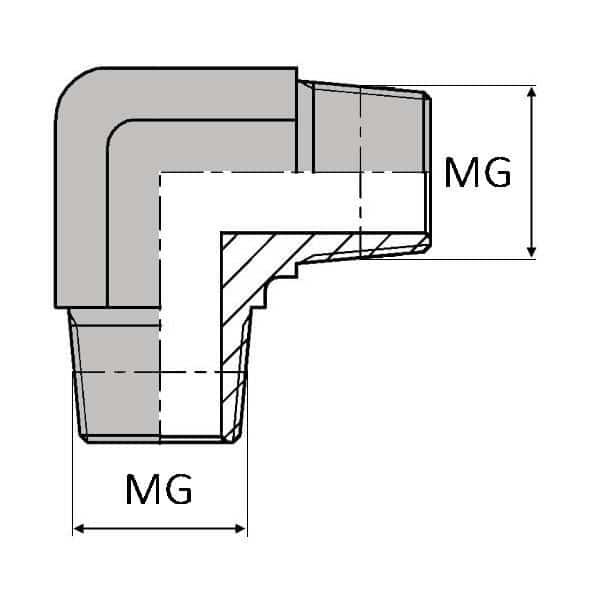 Coude mâle gaz conique x femelle gaz conique - 1