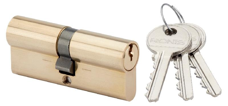CYLINDRE EUROPÉEN DOUBLE ENTRÉE 35X65MM LAITON SUR PTT ET EDF - RONIS - 120751
