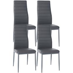 Décoshop26 - Lot de 4 chaises de salle à manger design simple en synthétique gris avec couture cadre en métal noir CDS10407 - gris 3002482632691_0