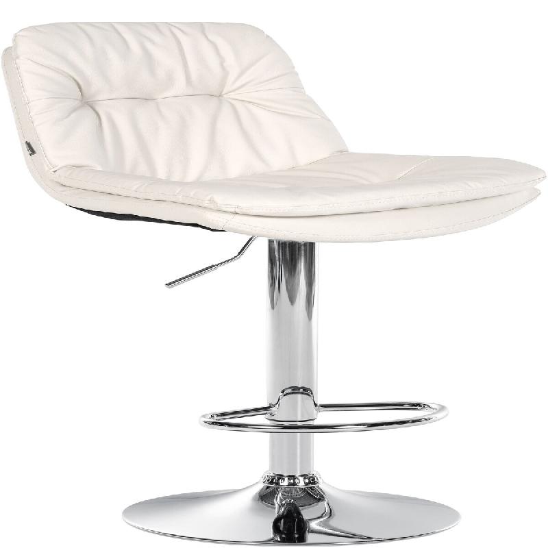 Décoshop26 - Tabouret chaise haute x1 pour cuisine et bar à assise moelleuse en similicuir blanc foncé cadre en métal chromé 10_0005799 - blanc m_0