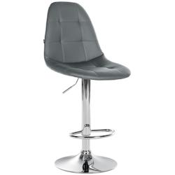 Décoshop26 - Tabouret de bar x1 avec repose-pieds hauteur réglable pivotant assise en PVC gris cadre métallique chromé 10_0004823 - gris 3000252312576_0