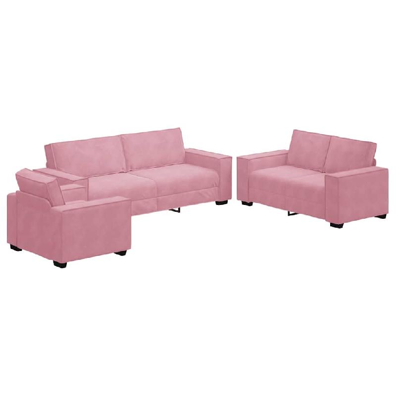 Ensemble de canapés 3 pcs avec coussins Rose Velours Modèle Vega Office - Matériau naturel 8721158678003_0