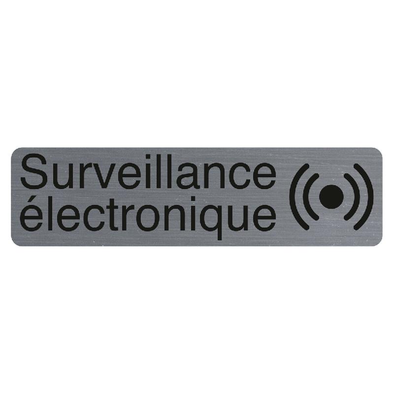Exacompta - Réf. 67170E - 1 Plaque adhésive imitation aluminium Surveillance électronique -  16,5X4,4 cm - Gris - gris 67170E_0