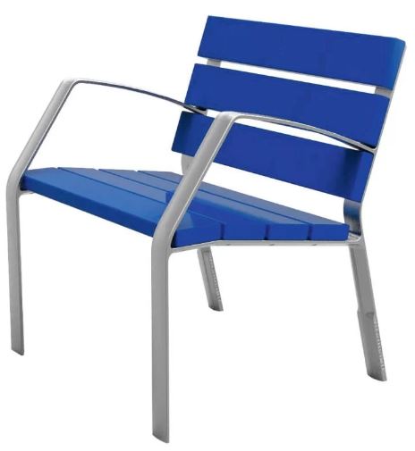 Fauteuil public Modo-10 - 7 lames en aluminium anodisé ou peint en bleu - 70 cm_0