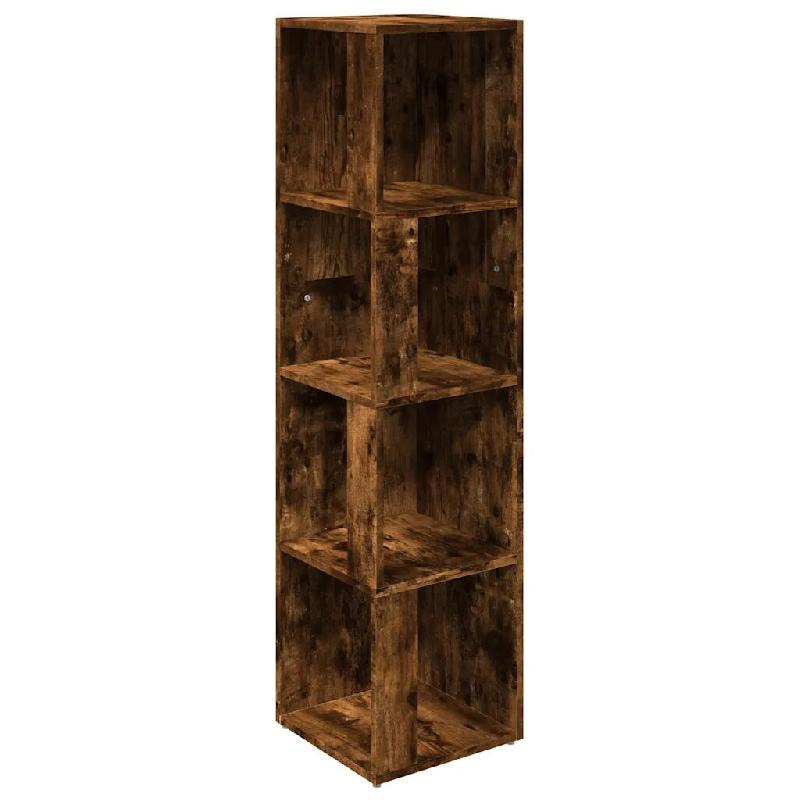 Helloshop26 - Armoire d'angle moderne rangement compacte 33 x 33 x 132 cm en bois d'ingénierie chêne fumé 02_0048262 - Bois massif 3000235186460_0
