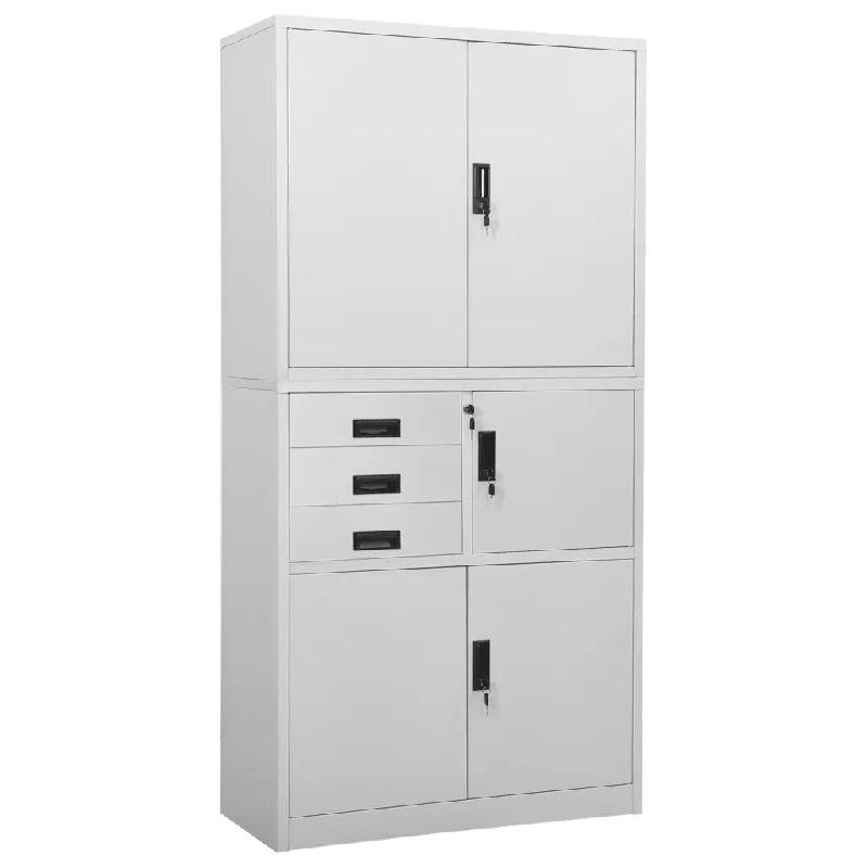 Helloshop26 - Armoire de bureau design moderne rangement 90 x 40 x 180 cm avec 3 étagères réglables en acier gris clair 02_0046912 - gris acier 300_0
