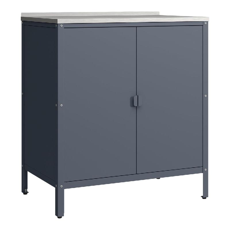 Helloshop26 - Armoire étagère meuble de rangement de jardin 92 x 80 x 50 cm acier laqué gris mat 03_0008880 - gris acier 3000224390588_0