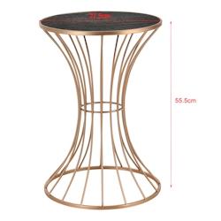 Helloshop26 - Table basse de salon sablier rangement métal et MDF diamètre 37 5 cm cuivre et noir 03_0006270 - 3000732899788_0