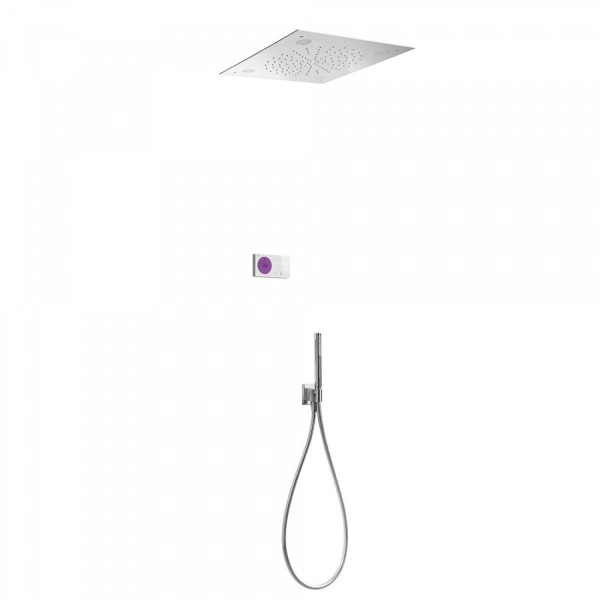 KIT DE DOUCHE THERMOSTATIQUE ÉLECTRONIQUE ET ENCASTRÉ SHOWER TECHNOLOGY CHROMOTHERAPY AVEC CONTRÔLE ÉLECTRONIQUE COMPRIS (BLANC