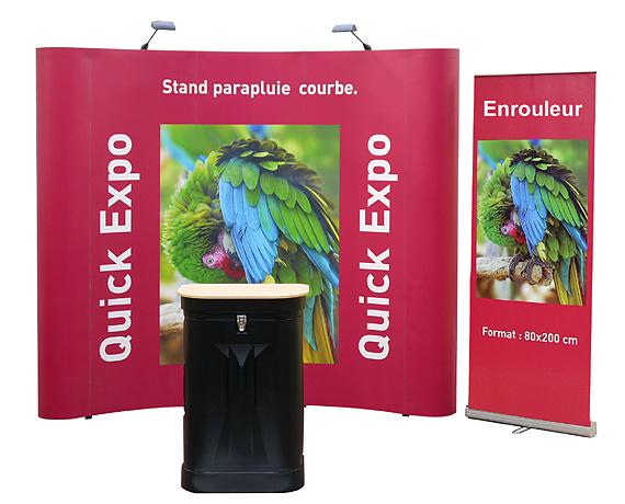 Kit stand spécial salon : 2 spots,1 structure parapluie courbe Quick 3x3_0