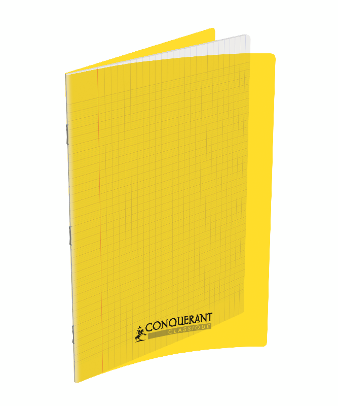 LOT DE 10 - CAHIER CONQUERANT CLASSIQUE AGRAFE 210X297 48P 90G SEYES POLYPRO JAUNE