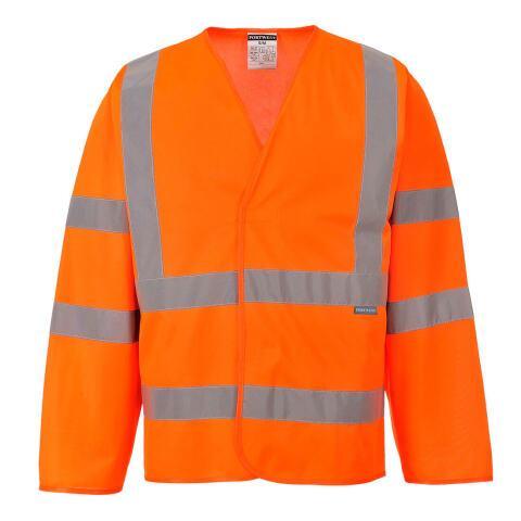 LOT DE 4 - PORTWEST C473 GILET 2 BANDES & BAUDRIER MANCHES LONGUES ORANGE - TAILLE L/XL