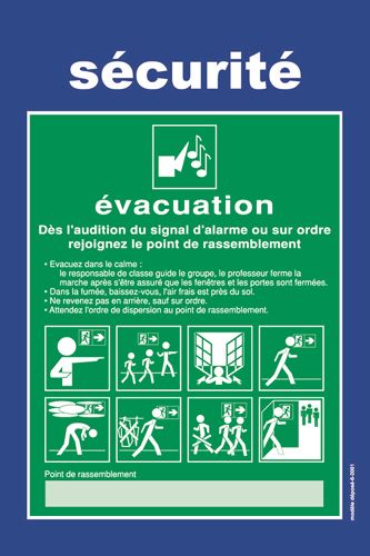 CONSIGNE EVACUATION DE SALLE DE CLASSE EV-SCO