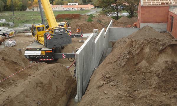 Murs de soutènement industriel - éléments préfabriqués béton avec armatures pour résistance au glissement_0