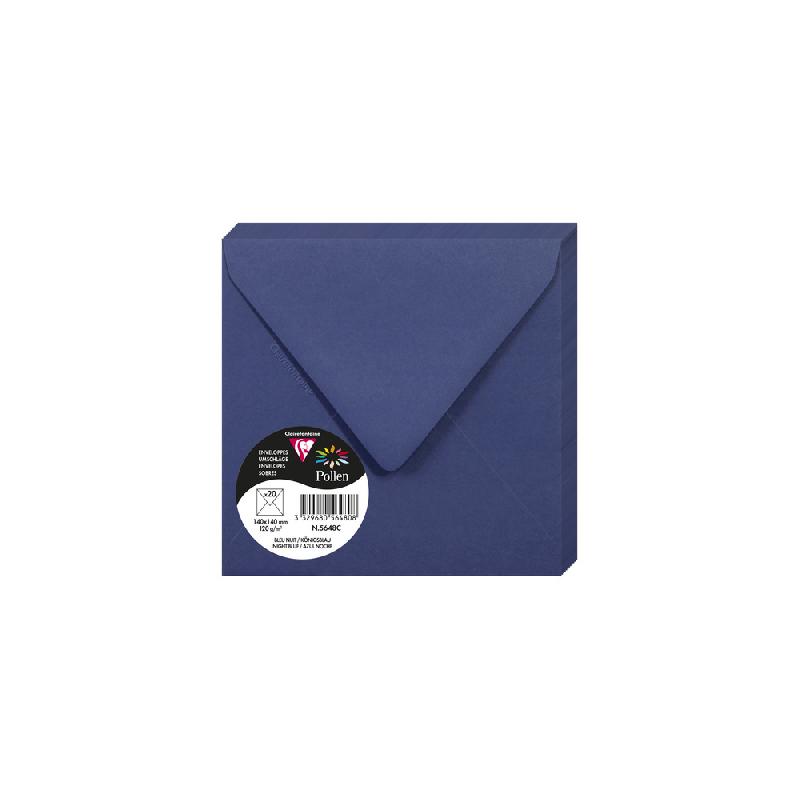 PAQUET DE 20 ENVELOPPES POLLEN 140X140MM 120G/M² - BLEU NUIT - LOT DE 4