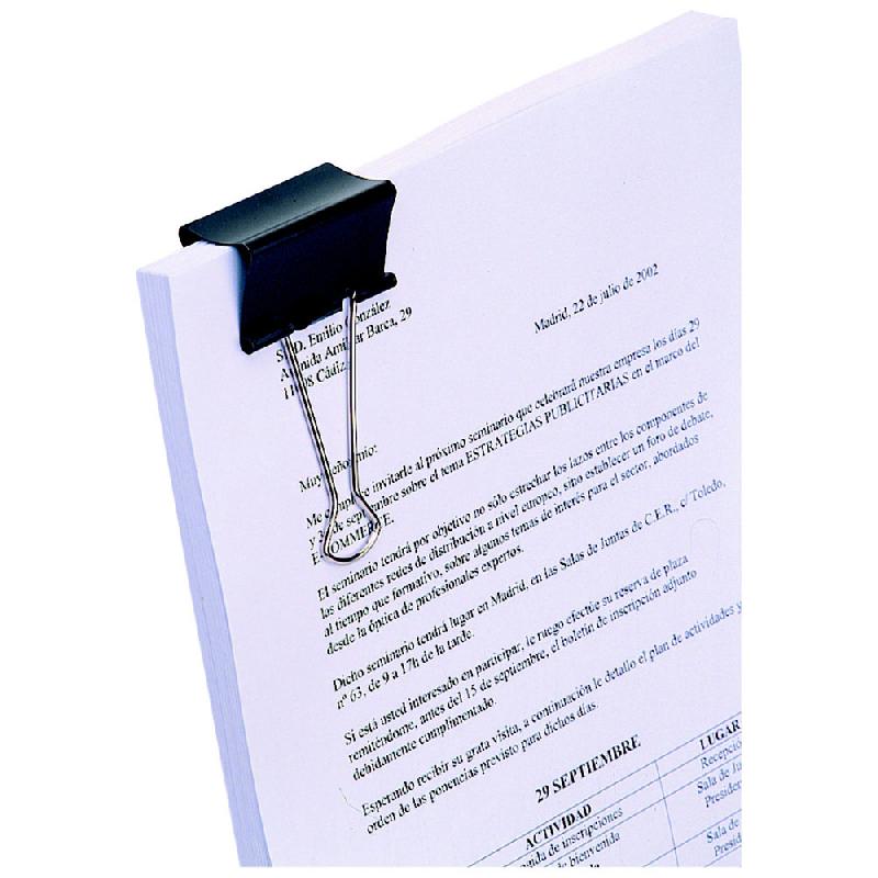 PINCE DOUBLE CLIP RAJA - NOIRE - 32 MM - CAPACITE 80 FEUILLES - BOÎTE DE 12  (BOÎTE 12 UNITES)