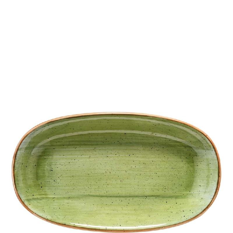 PLAT OVALE BONNA AURA THERAPY GOURMET, PORCELAINE HAUT DE GAMME, 19 X 11 CM, VERT