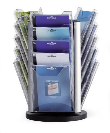 Présentoir rotatif de table COMBIBOXX - 15 cases A4 - Aluminium et transparence (Réf. 8614)_0