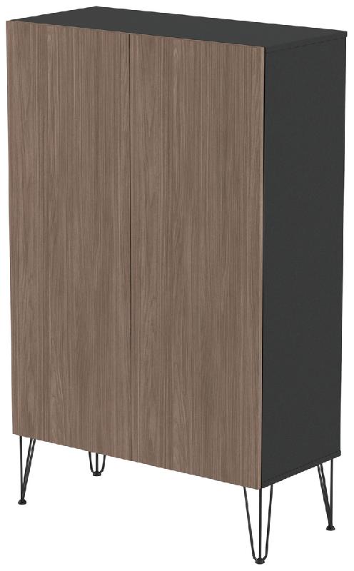 RANGEMENT HAUT JAVA 80 CM 2 PORTES NOIR/NOYER - MANUTAN COLLECTIVITÉS