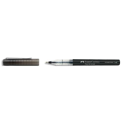 ROLLER A ENCRE LIQUIDE FABER FREE INK BROAD - COLORIS NOIR - POINTE LARGE 1,5MM - LOT DE 12