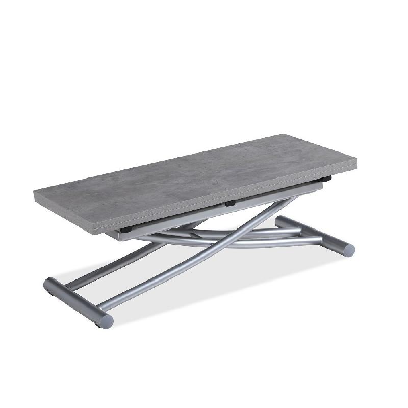 Table basse relevable extensible Colibri - ultra compacte - mélaminé finition béton - 100 x 45/90 cm - réglable 35 à 76 cm_0