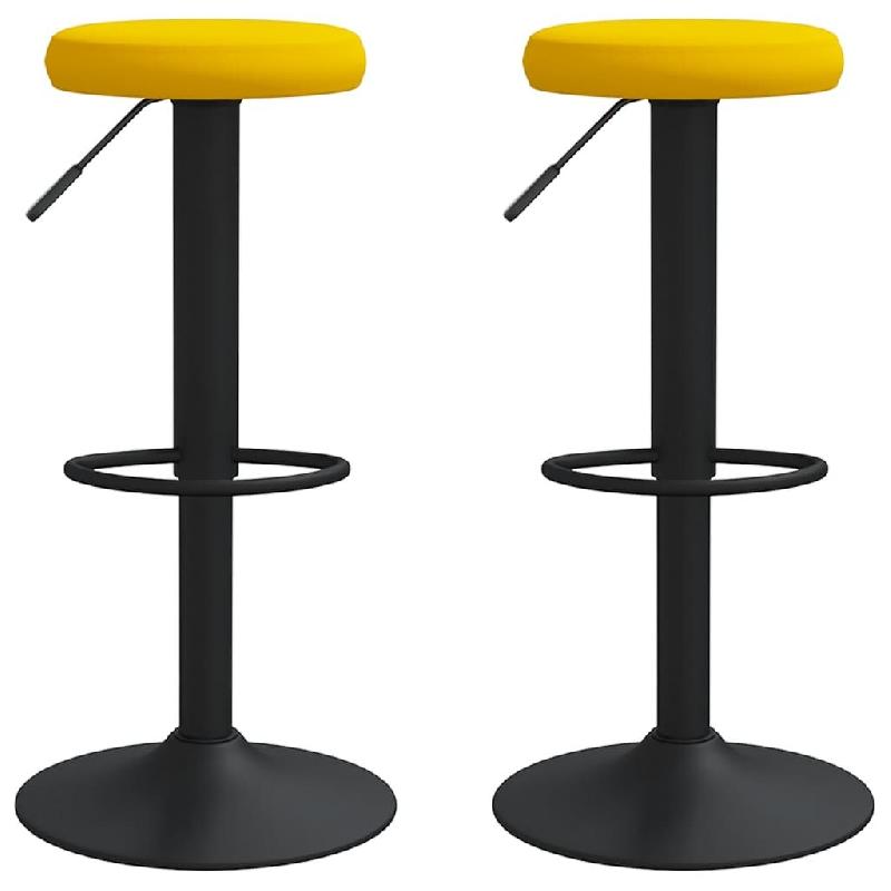 Tabourets de bar lot de 2 jaune moutarde velours Modèle Nova Chic - 333150_0