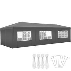Tectake pavillon Miramas avec 8 côtés, imperméable, 9x3m - gris - 405970 - gris plastique 405970_0