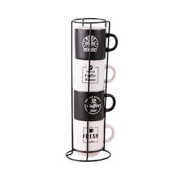 Tour 4 tasses à café 12 cl -  Noir Rond Porcelaine Table Passion 5.9x5.9 cm - noir porcelaine 3106232312939_0