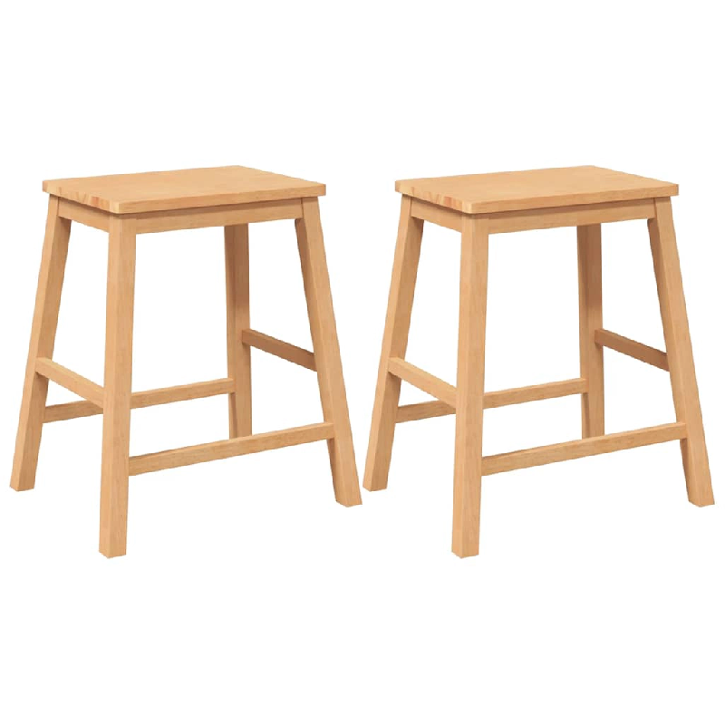 VidaXL Chaises De Bar Lot De 2 Bois Massif D Hévéa - marron 4102579_0