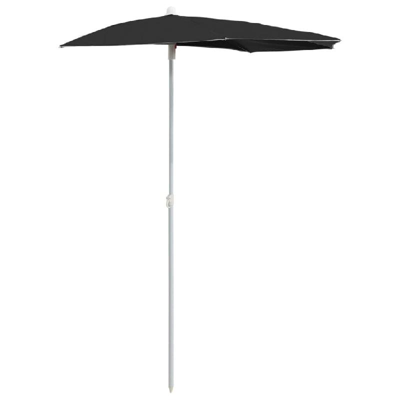 VidaXL Demi-parasol de jardin avec mât 180x90 cm noir Modèle Outdoor Aurora - 315565_0