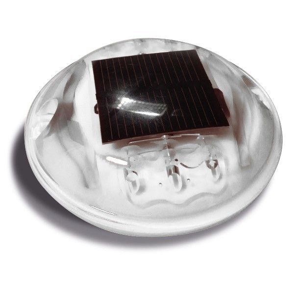 Plot solaire rond en polycarbonate - 120010 - 116 mm - LED clignotantes multicolores - Étanche IP68_0