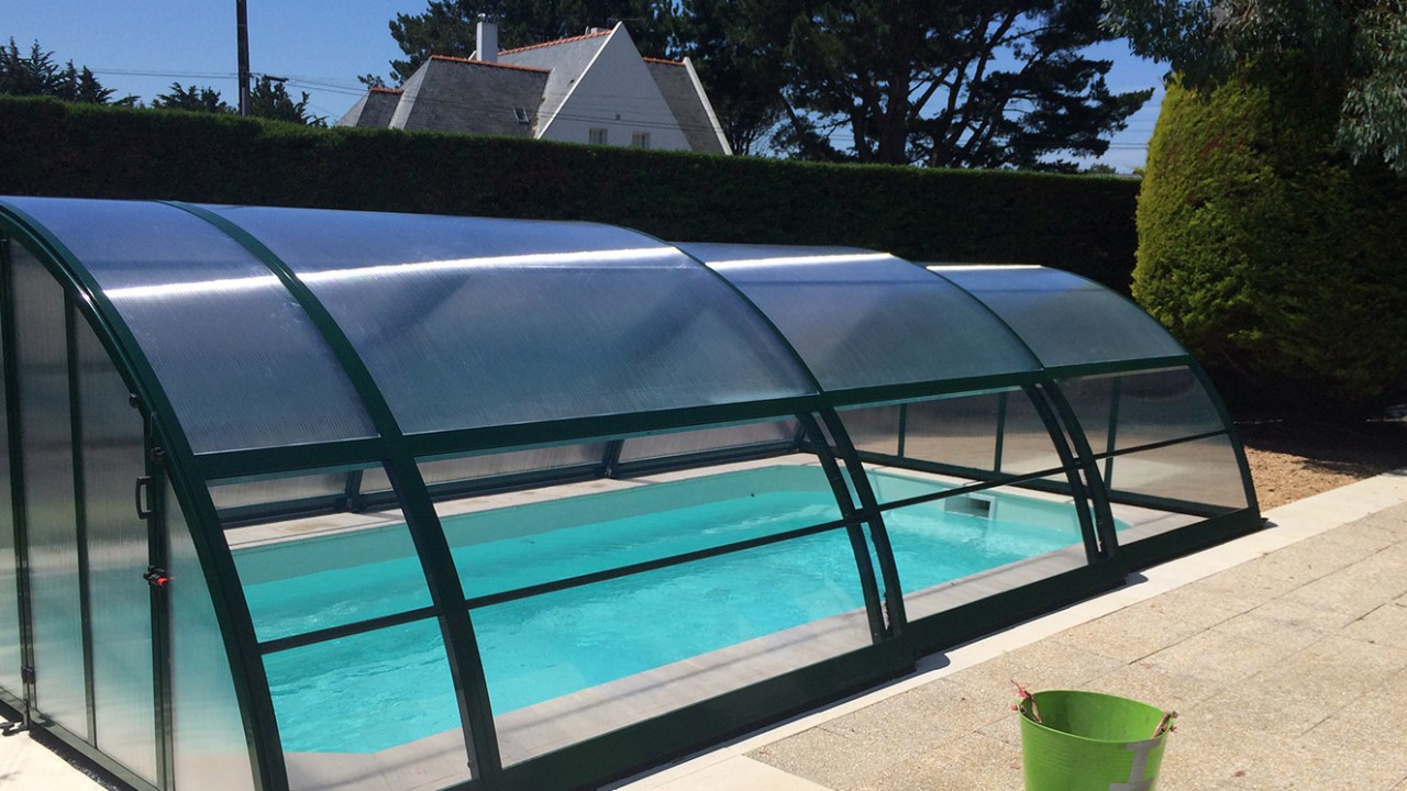 Abri piscine madeira mix / télescopique / en polyarbonate_0