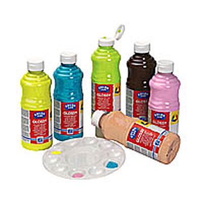 ASSORTIMENT DE 6X500ML GLOSSY : JAUNE CITRON, PECHE, ROSE BONBON, VERT ANIS, BLEU TURQUOISE, CHOCOLAT