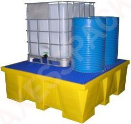 Bac de rétention PE 1500 litres - caillebotis métal galvanisé_0
