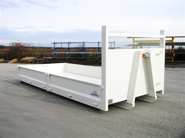 Benne amovible avec ridelles rabattables - acier S235 - porte arrière deux vantaux - rouleaux arrière_0