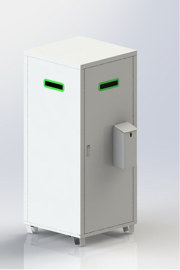 Conteneur collectif pour espaces publics - Capacité jusqu'à 1500 masques - Réceptacle pour bidon de gel hydroalcoolique 5L_0