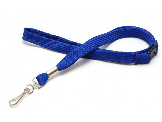 Cordon textile uni 12 mm - Mousqueton métal - Idéal pour salons, visiteurs, badges d'accès_1