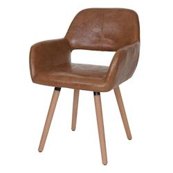 Décoshop26 - Chaise de salle à manger bureau visiteur design rétro en synthétique marron pied en bois clair 04_0002138 - marron 3000252332697_0