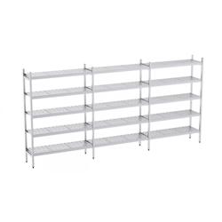 Distform Rayonnage en Acier Inoxydable Linéaires Clayettes Perforées 4020 à 4950 mm 5 Niv P400 Acier inoxydable 4220x400x - 641094961824_0