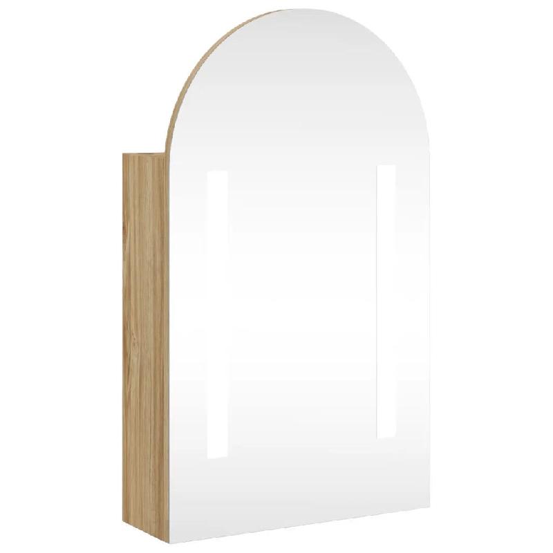 Helloshop26 - Armoire de bain à miroir LED design épuré murale 42 x 13 x 70 cm avec étagères réglables en bois chêne 02_0047276 - verre 3000234690135_0