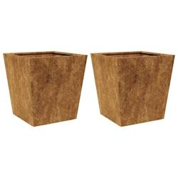 Helloshop26 - Jardinière bac lit surélevé plantes fleurs jardin terrasses lot de 2 40 x 40 x 40 cm acier corten Marron 02_0038955 - 3000217953929_0