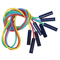 LOT DE 4 CORDES À SAUTER EN PLASTIQUE AVEC POIGNÉES, COLORIS ASSORTIS, LONGUEUR 225 CM - LOT DE 2