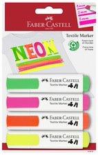 FABER-CASTELL MARQUEUR TISSU, COULEURS FLUO, BLISTER DE 4 - LOT DE 4