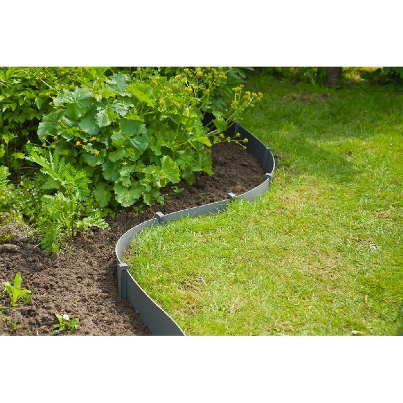 Nature ensemble de bordure de jardin h15 cm x 10 m avec piquet gris 447503_0