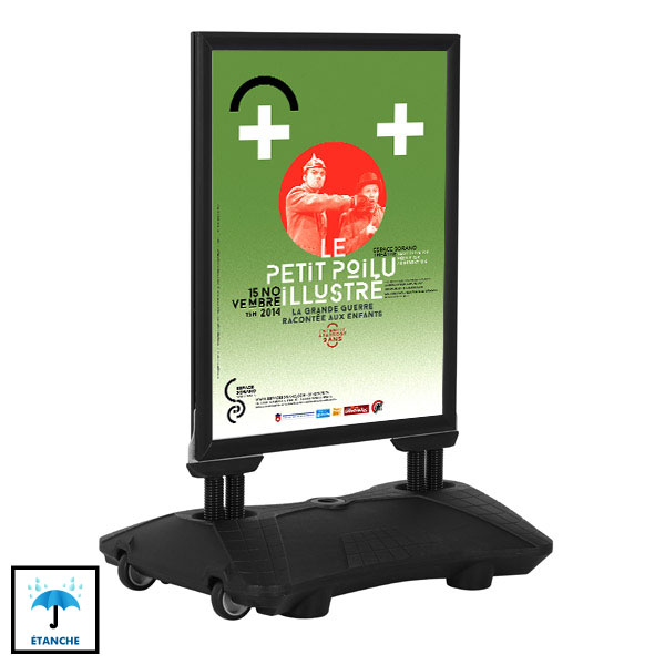 Panneau A1 (84 x 59.4 cm) à ressorts - base lestable noir - Black-Line® - Réf : 215323NR_0