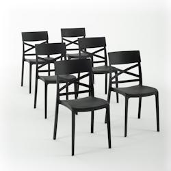 RATTATAN Set 6 Chaises en polypropylène avec fibre de verre empilables pour extérieur et jardin, bar et restaurant, cuisine design moderne - MARTINA_0